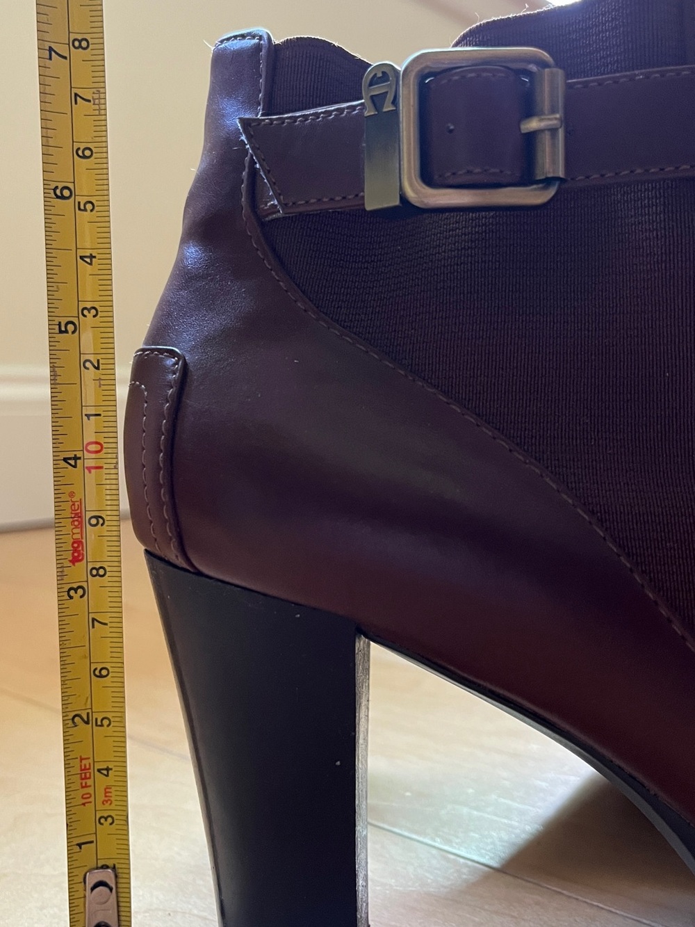 Etienne Aigner Chestnut Brown Leather Ankle Boots with Buckle - Picture 6 of 13